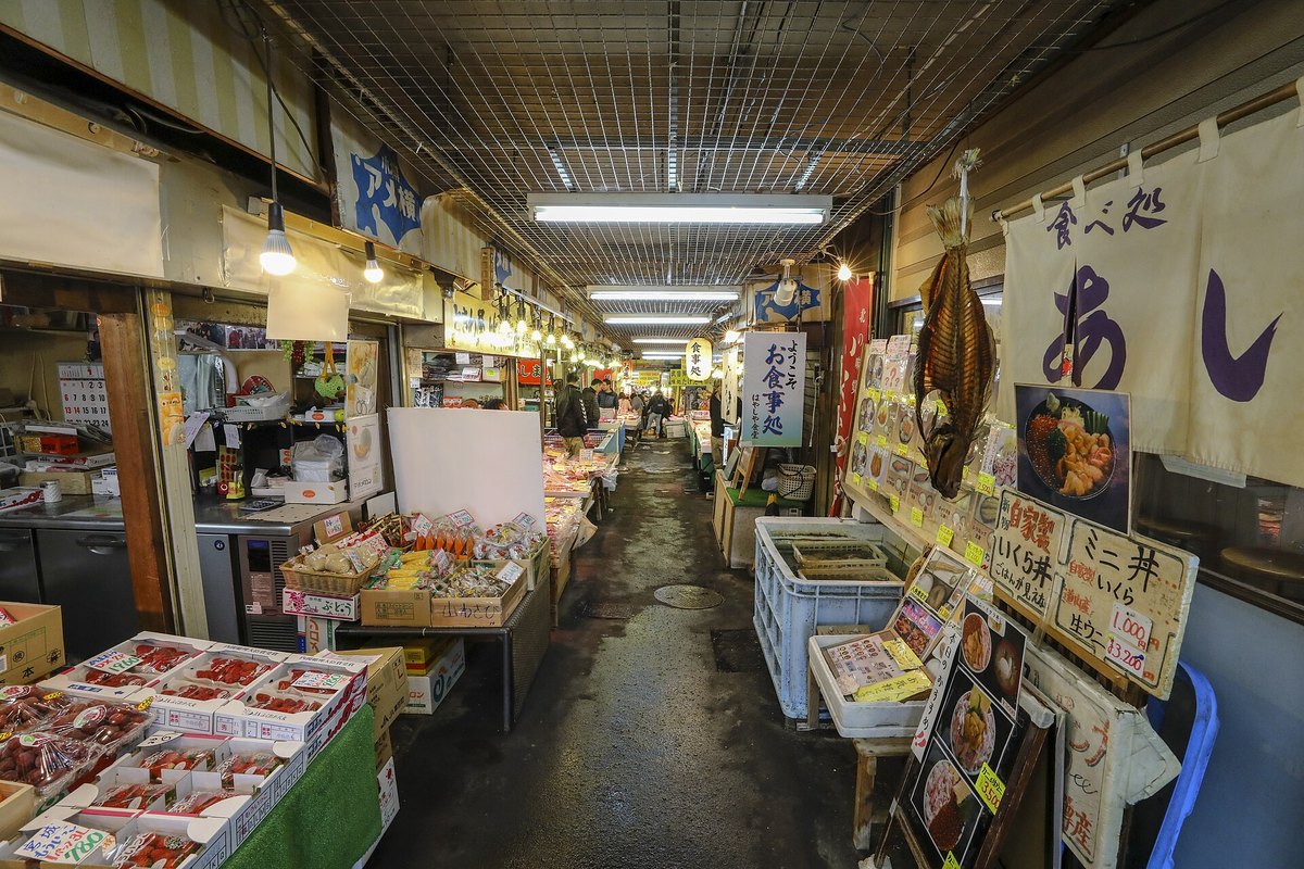 小樽の市場の海鮮