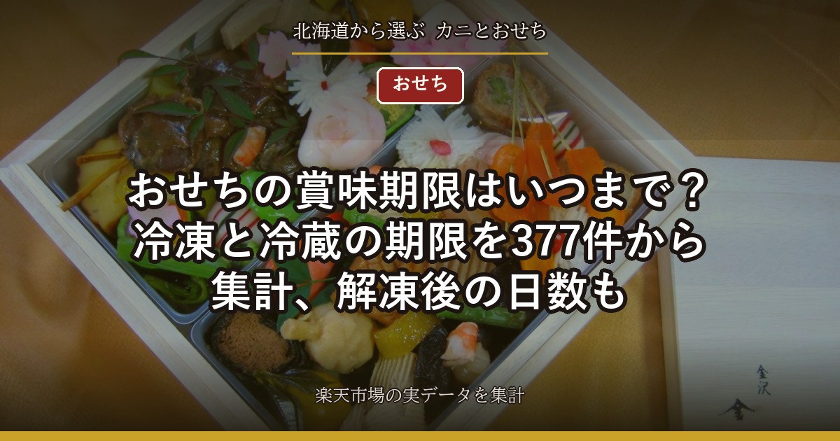 おせちの賞味期限はいつまで？冷凍と冷蔵の期限を377件から集計、解凍後の日数も